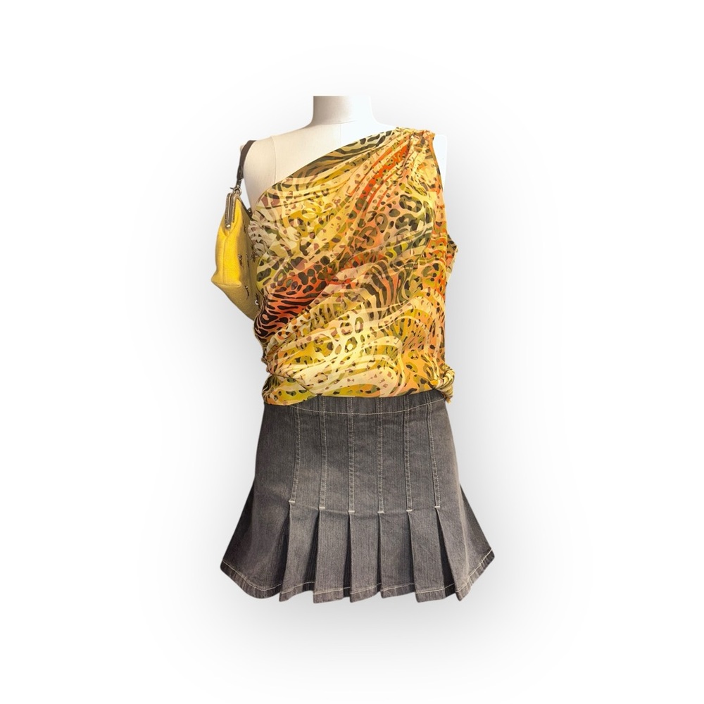 XOXO Pleated Denim Mini Skirt
